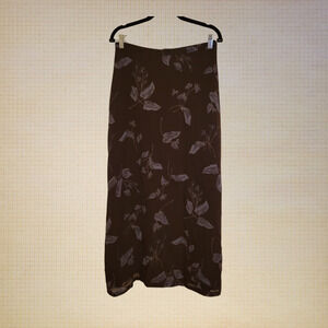 90s Dark Academia Flowing Midi Skirt Harolds Brown Purple Floral Size 12